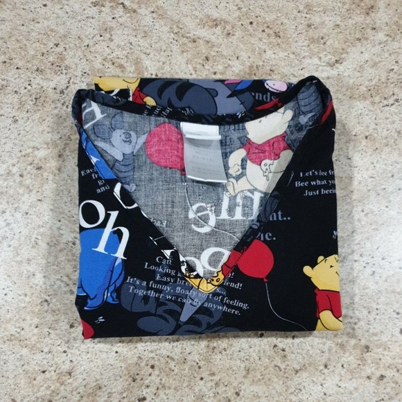 Disney Medical Scrub XS Womens Pocket Winnie The Poo Piglet Eeyore Tigger Top - Picture 10 of 11